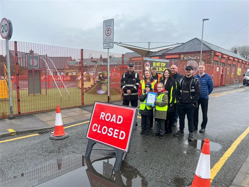 The new school street at St Paul's Primary School